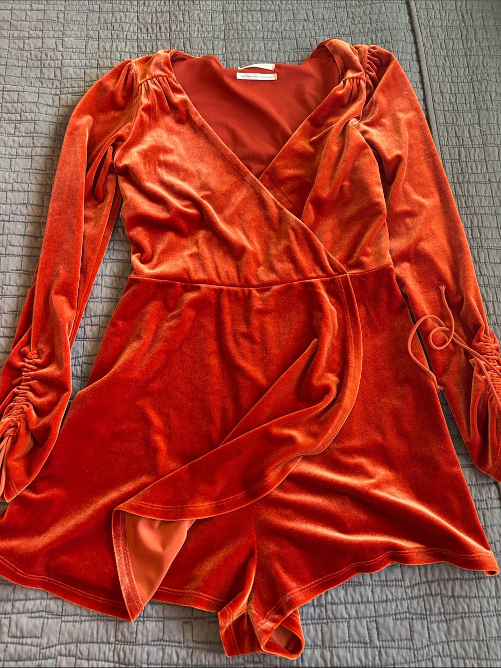 Urban Outfitters Orange Velvet Wrap Romper skort sz Med